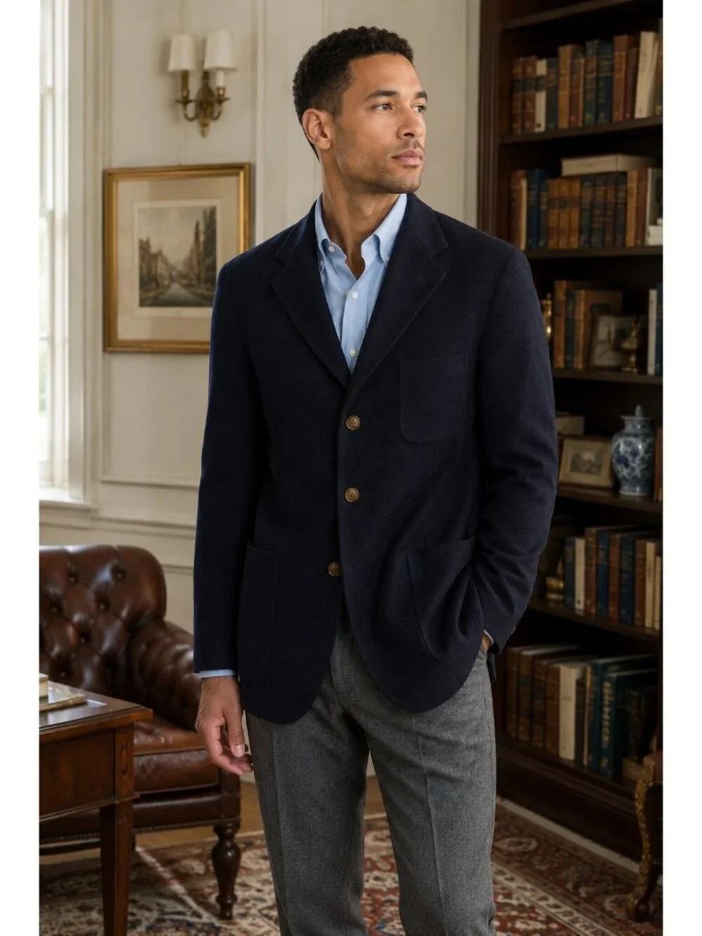 Country Road Australia Blazer 38 Navy Wool Cashmere Vintage 3 Button Jacket